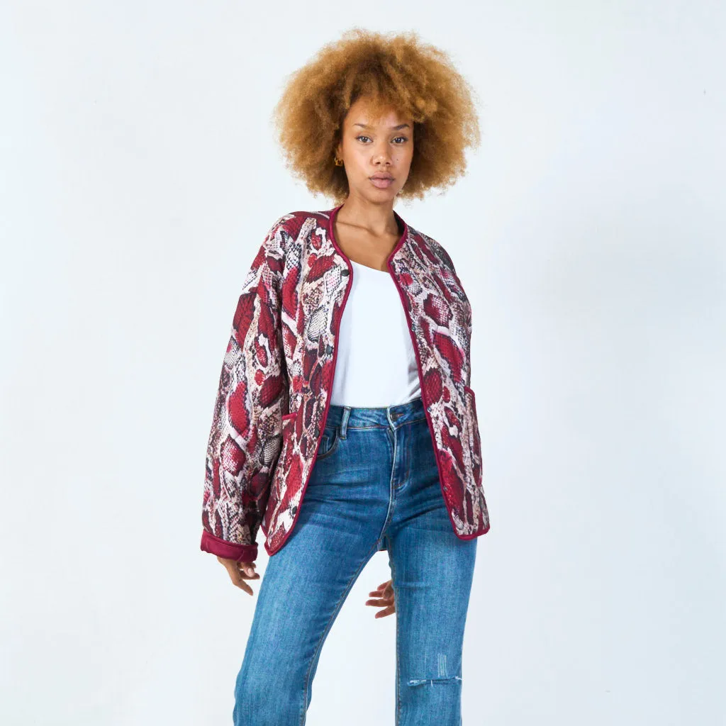 Oversized quilted snake-print jacket wholesale