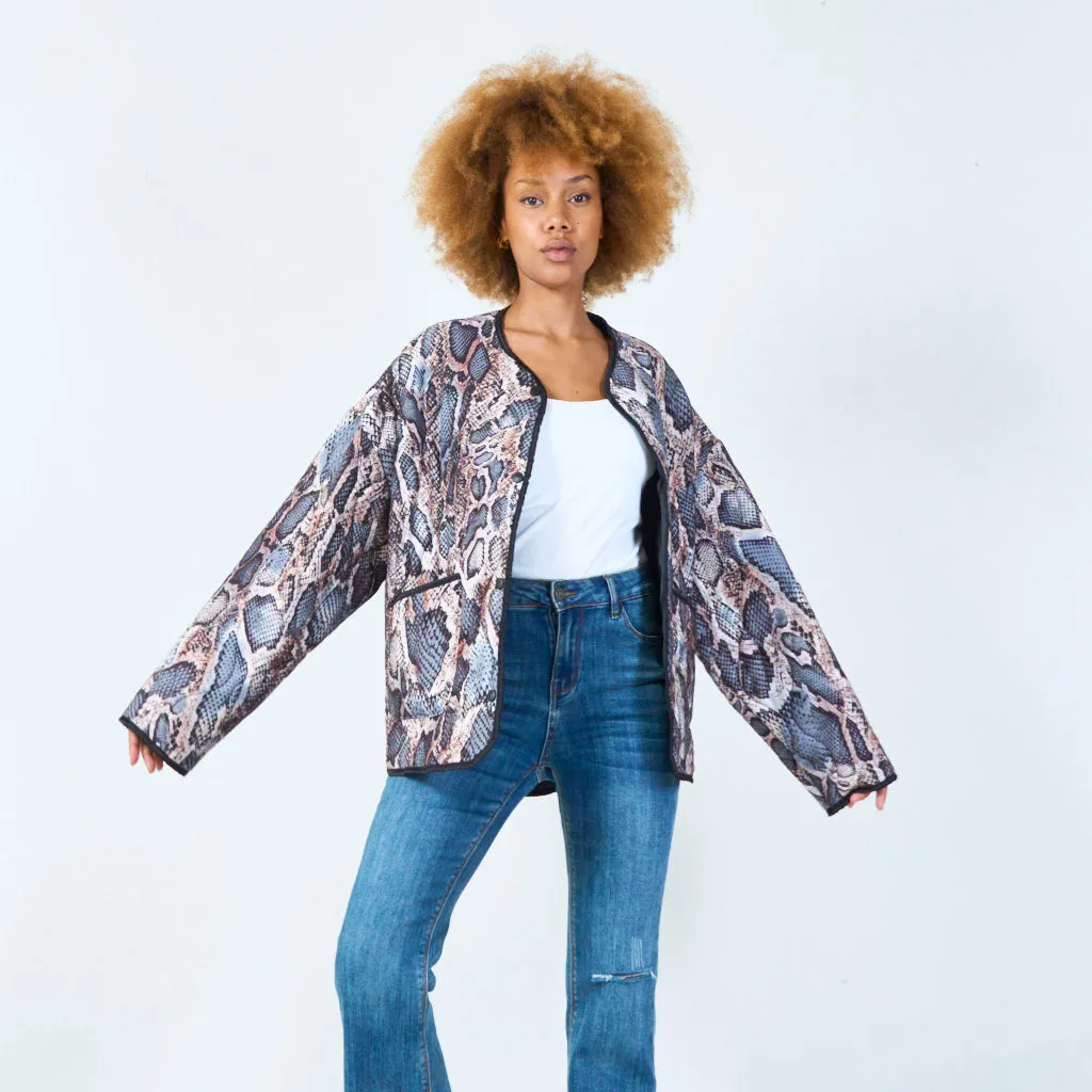 Oversized quilted snake-print jacket wholesale