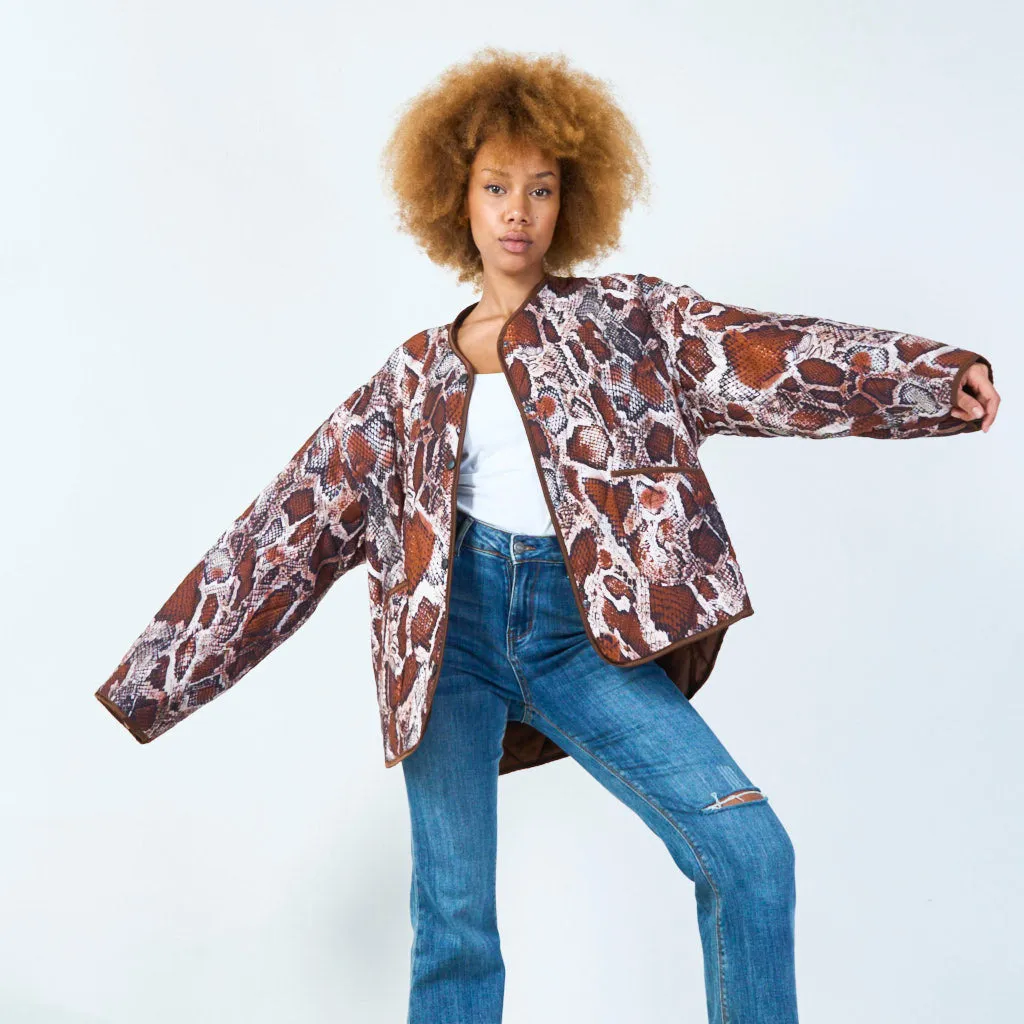 Oversized quilted snake-print jacket wholesale