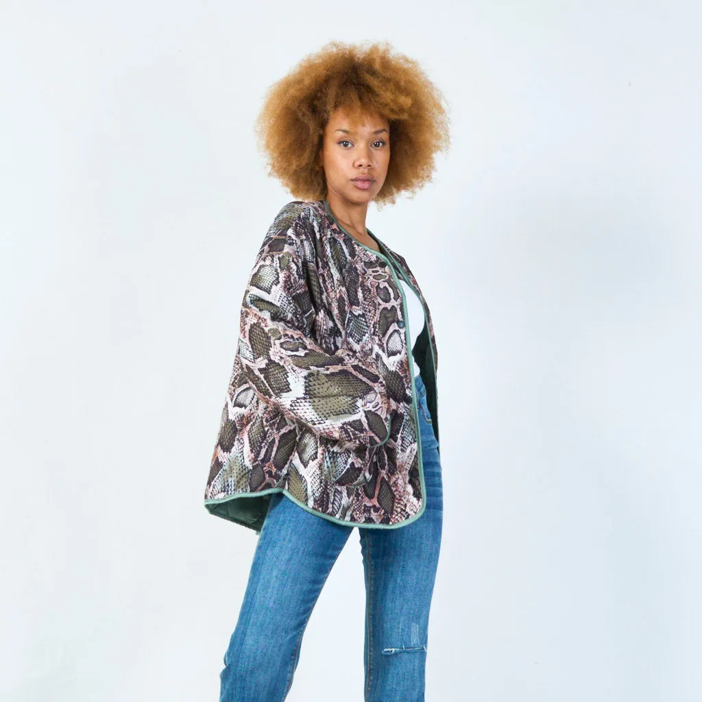 Oversized quilted snake-print jacket wholesale