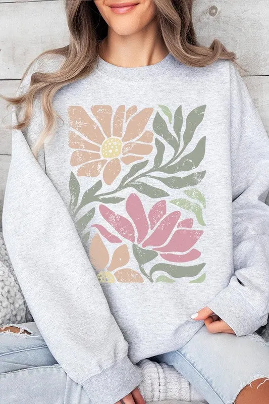 Pink Daisy Floral Graphic Fleece Sweatshirts