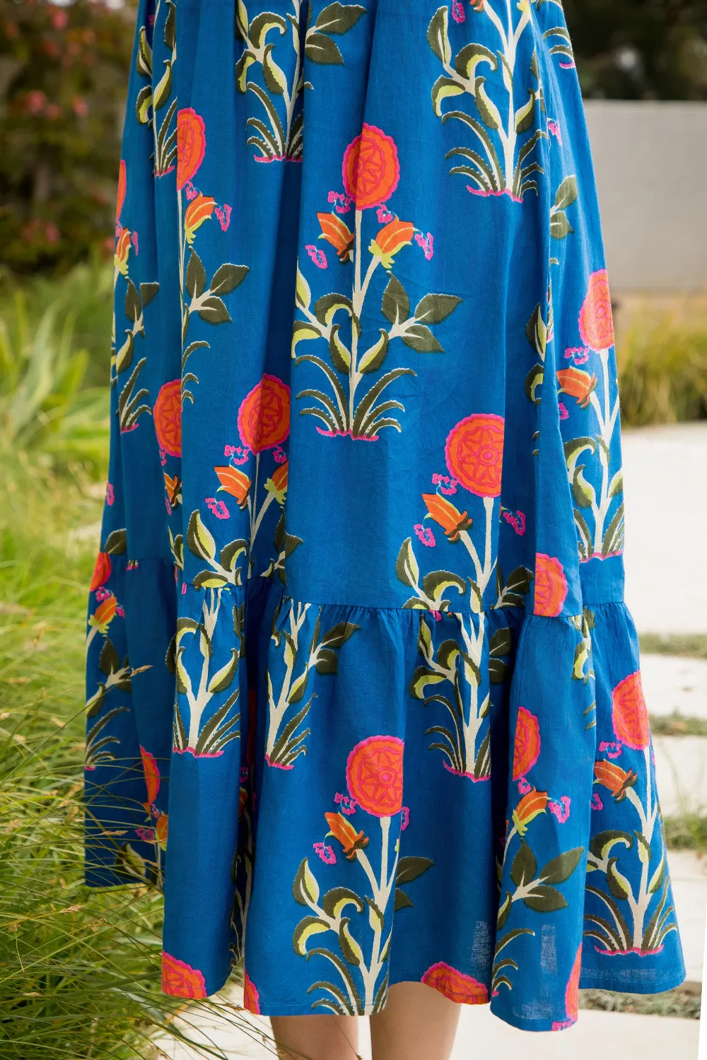 Puff Sleeve Flower Print Maxi Dress