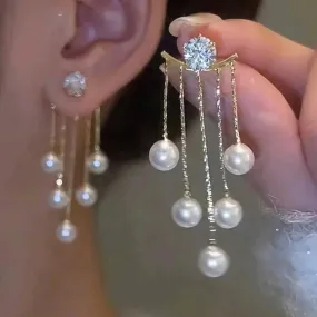 Rhinestone & Faux Pearl Decor Earring Jackets