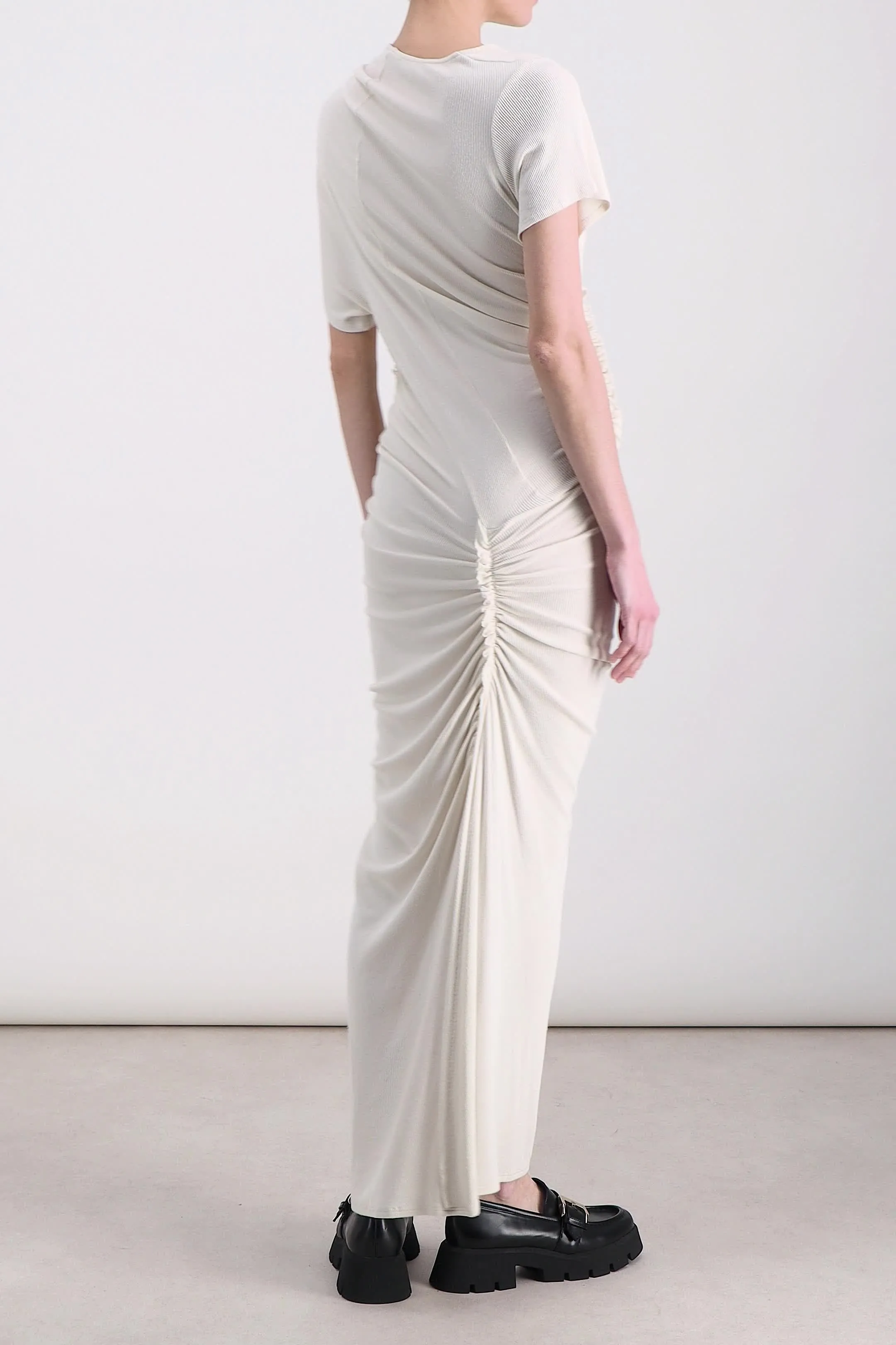 Ruched cotton rib maxi dress