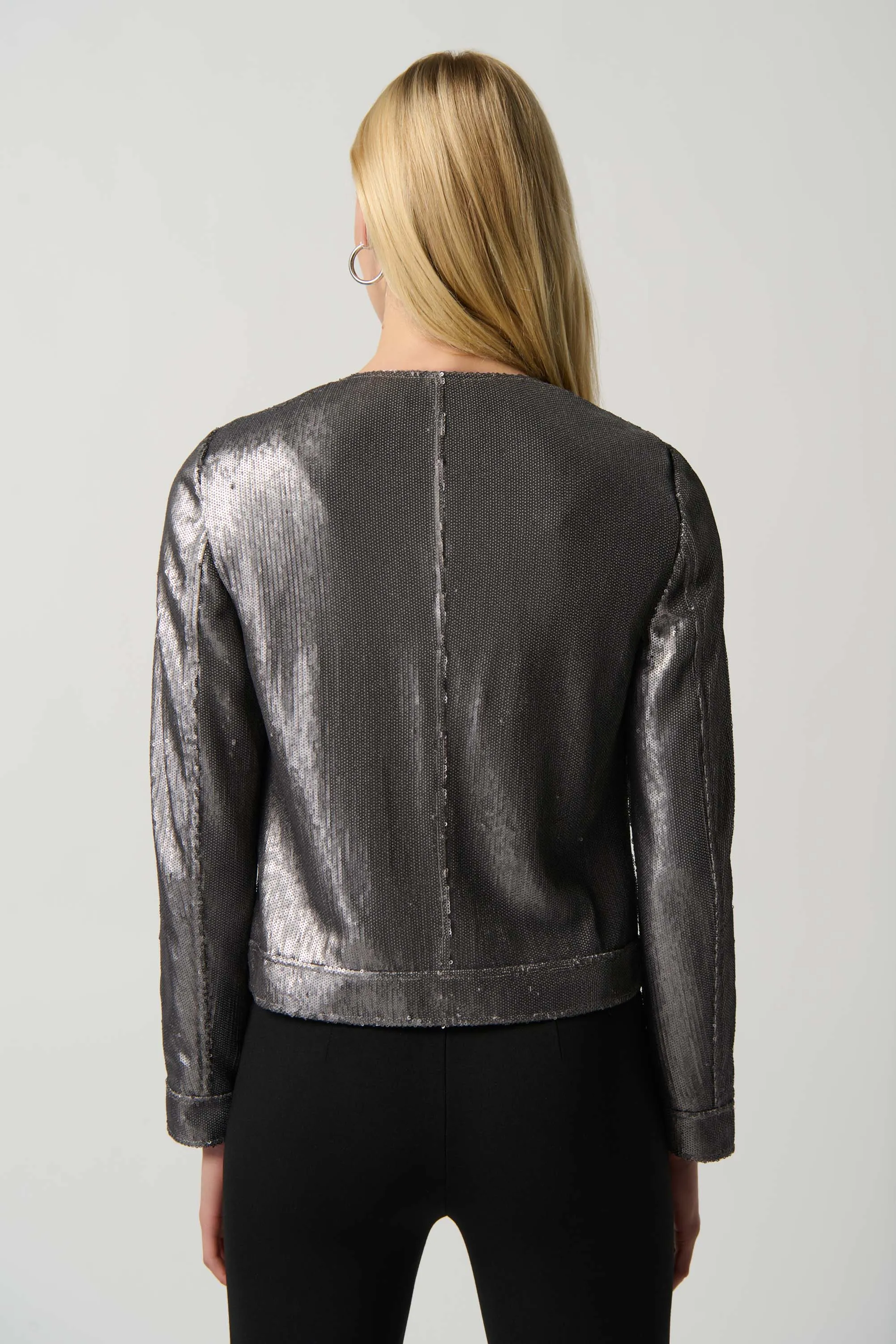 Sequin Jacket with Faux Pockets