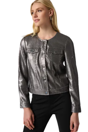 Sequin Jacket with Faux Pockets