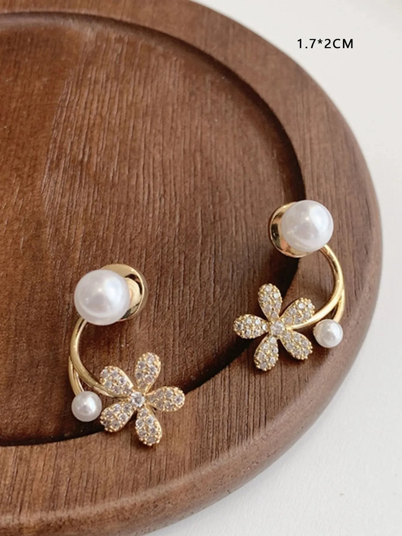 Shein Flower & Faux Pearl Decor Earring Jackets