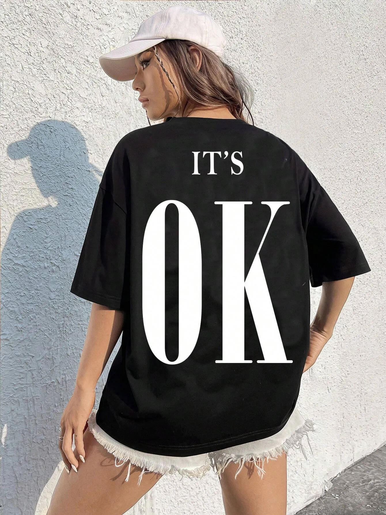 SXV  'ITS OK’ Printed Cool Aesthetic Oversized Baggy T-shirt