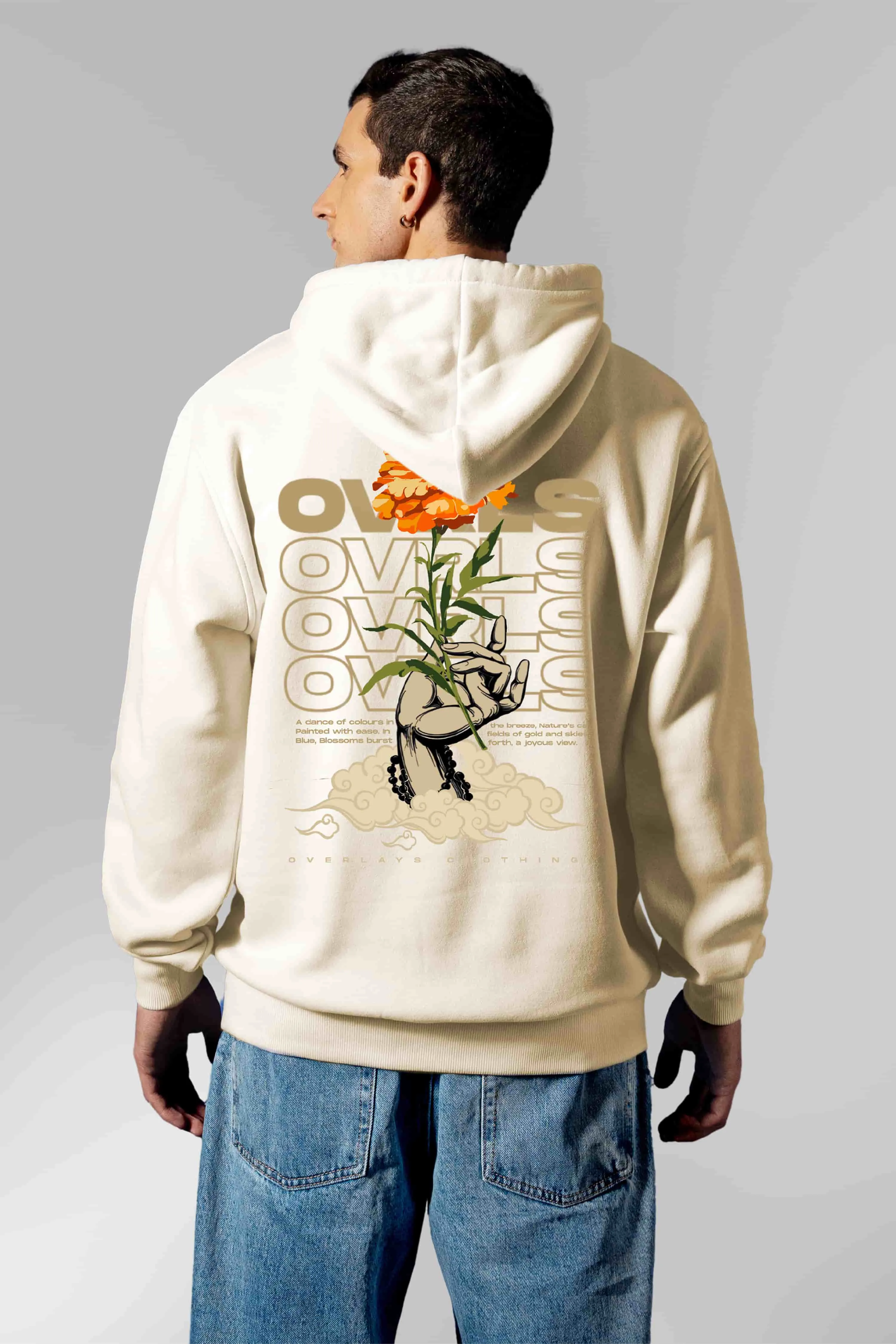 The Amber Bloom Beige Oversized Hoodies