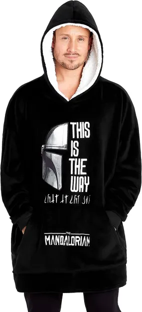 The Mandalorian Mens Hoodies  Black Oversized Hoodie,  Baby Yoda Gifts