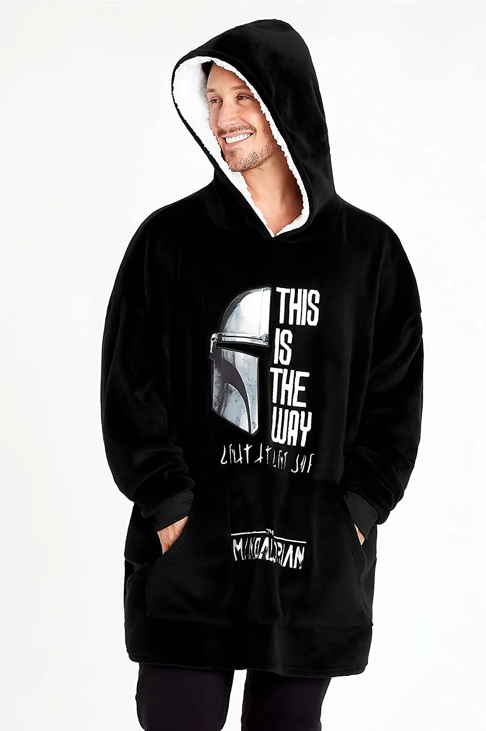 The Mandalorian Mens Hoodies  Black Oversized Hoodie,  Baby Yoda Gifts