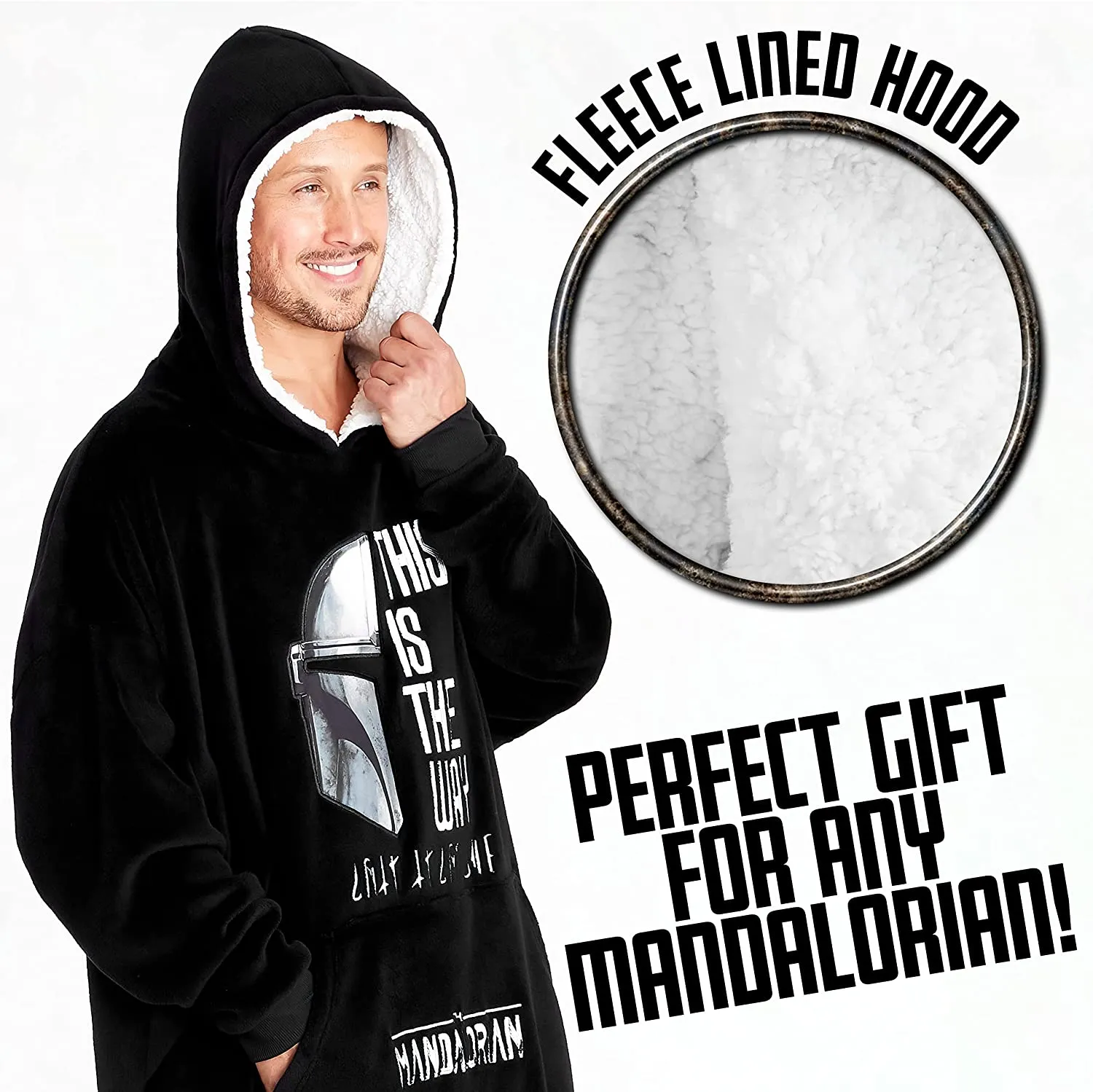 The Mandalorian Mens Hoodies  Black Oversized Hoodie,  Baby Yoda Gifts