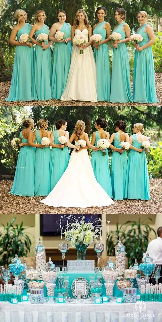 Turquoise Bridesmaid Dresses Long Bridesmaid Dresses Long One Shoulder Bridesmaid Dresses,FS076