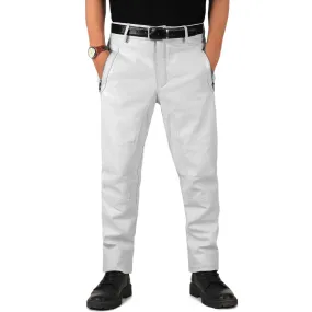 Veyron Men's White Faux Leather Pants