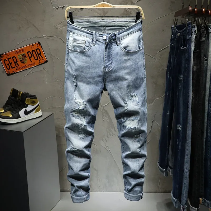 West Louis™ Ripped Distressed Brand Men Jeans