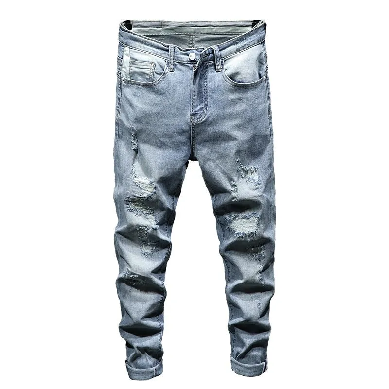 West Louis™ Ripped Distressed Brand Men Jeans