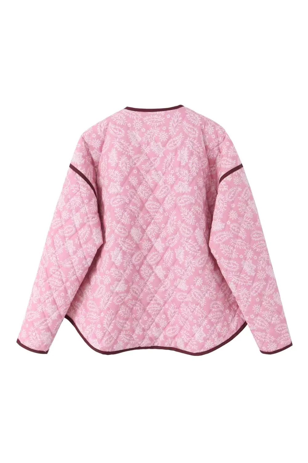 'Wilma' V-Neck Diamond Quilted Printed Jacket