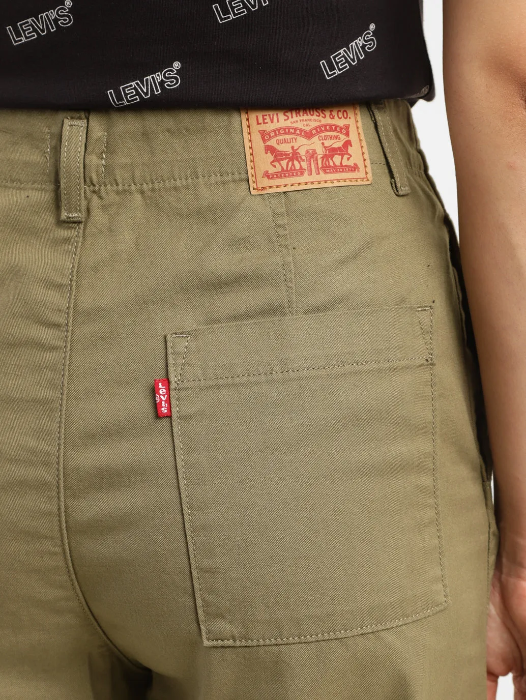 Women's High Rise Olive Loose Fit Cargo