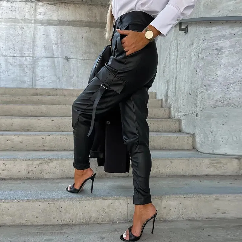 Women's Modern Vegan Leather Loose Fit Trousers | Ideal for Autumn/Winter