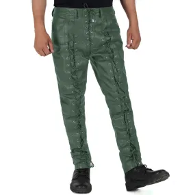 Zephor Men's Green Faux Leather Pants